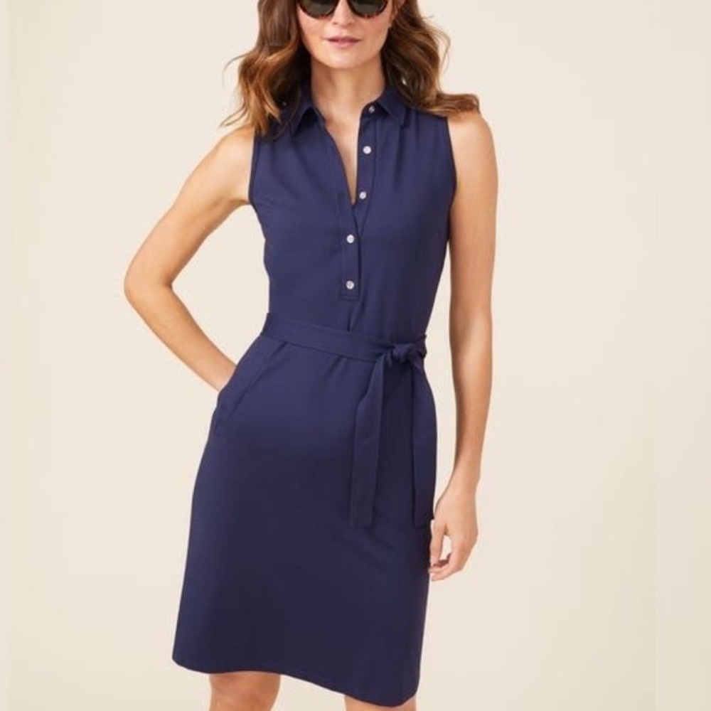 J.McLaughlin DOLLY Blue & White Shirtdress XL